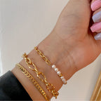 GOLD half pearl half chain bracelet