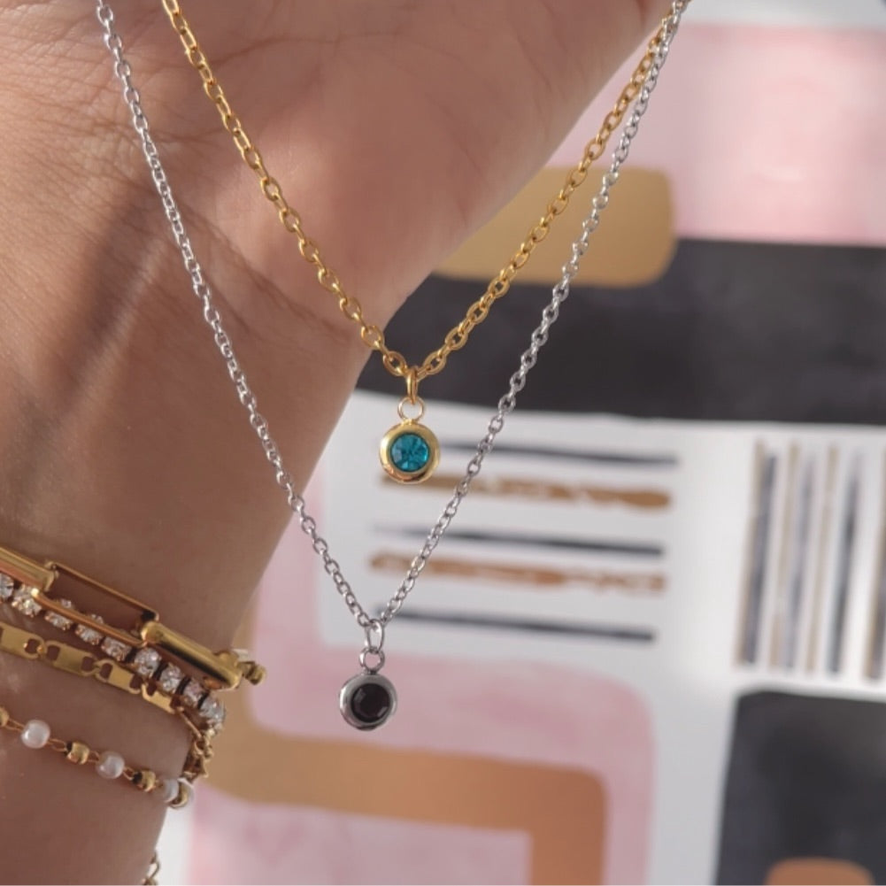 Silver Birthstone Necklace