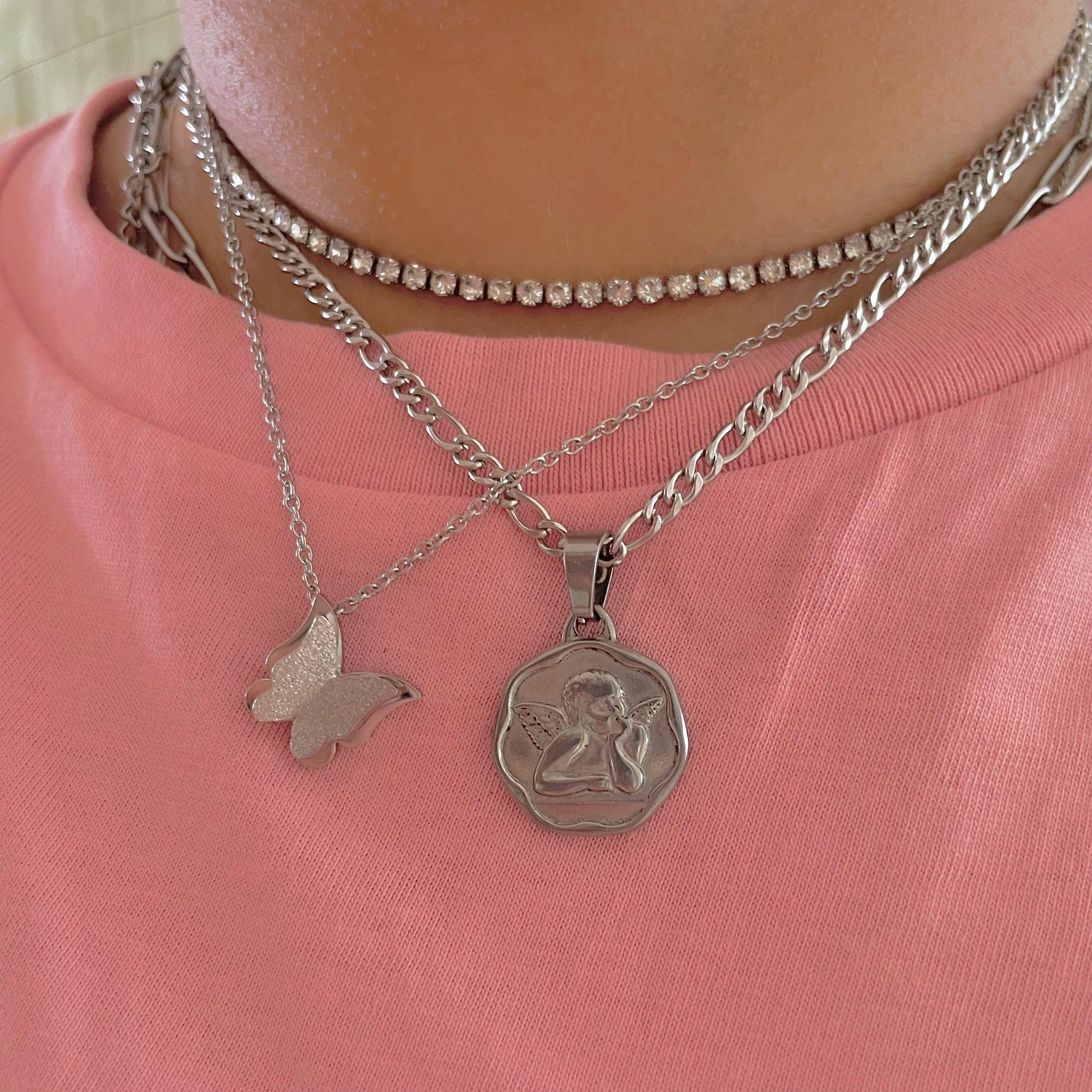 Silver Cherub Necklace waterproof