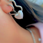 Silver heart shaped hoops earrings