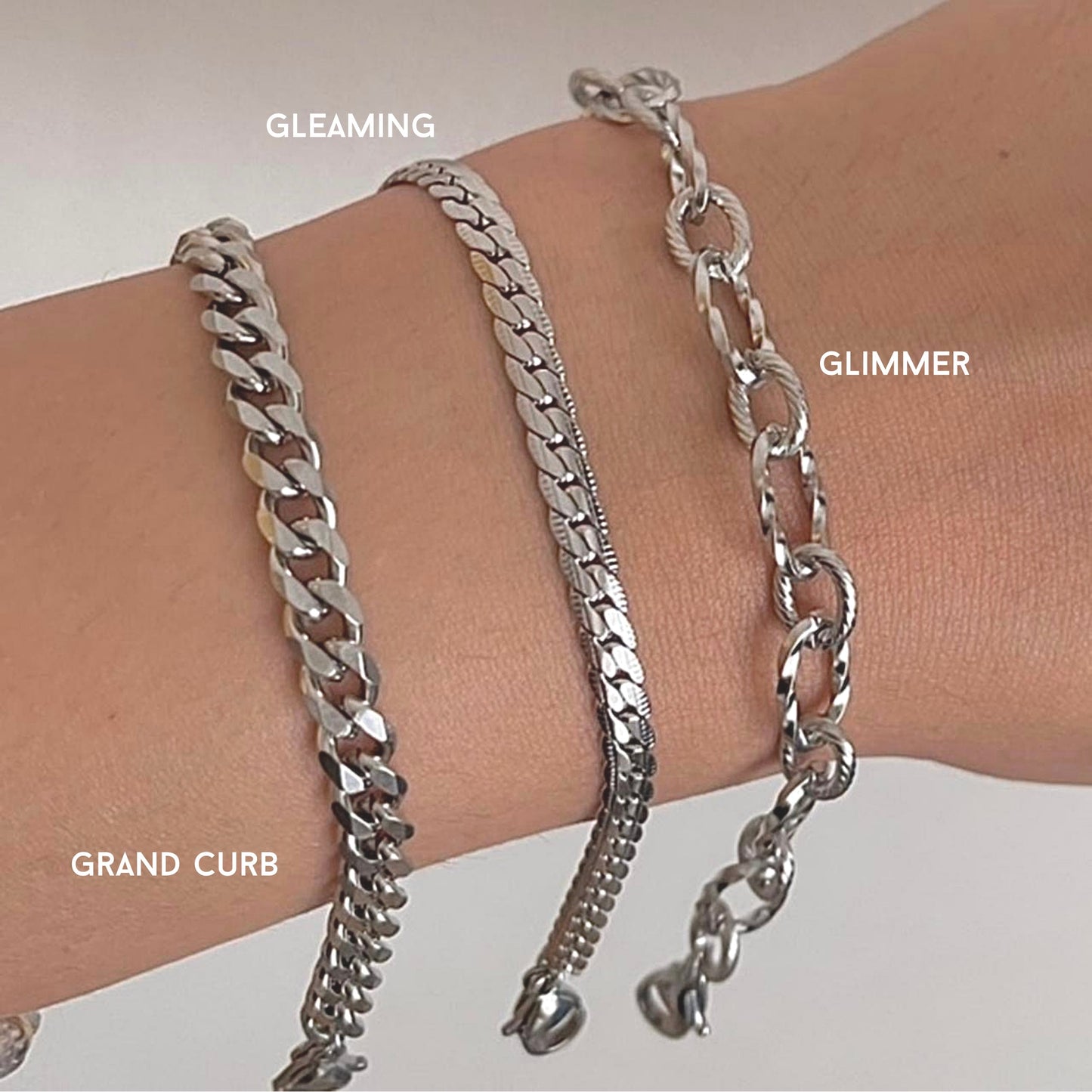 Silver stainless steel bracelet stack cute