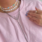 beaded necklace stack 