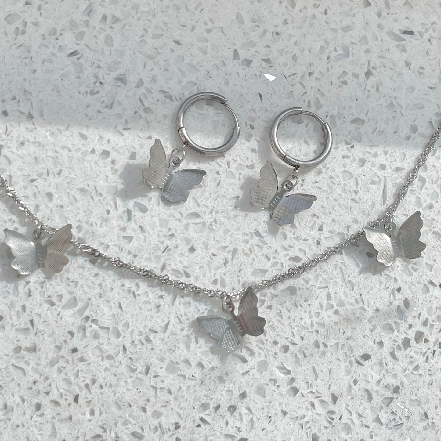 butterfly necklace and butterfly earrings set