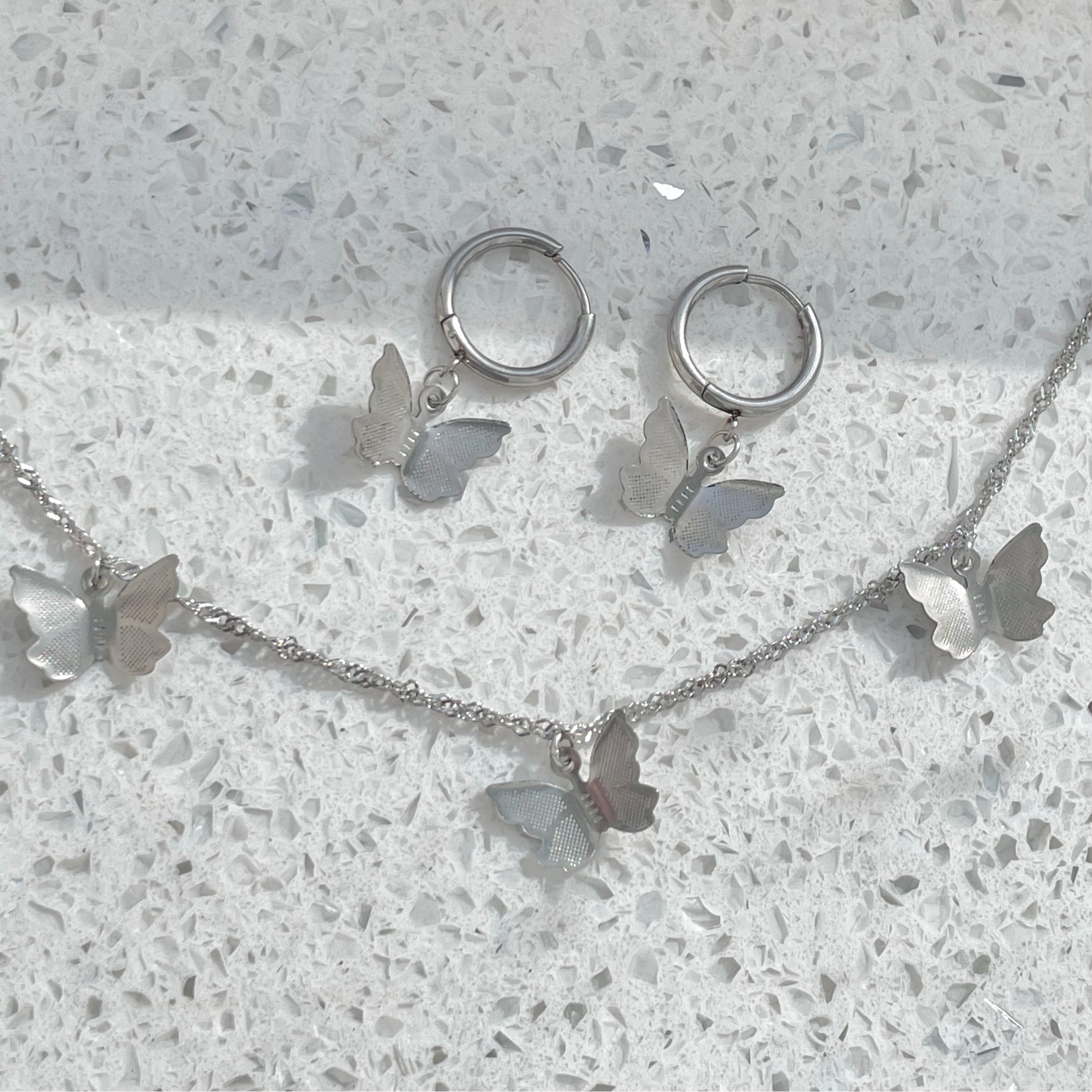 butterfly necklace and butterfly earrings set
