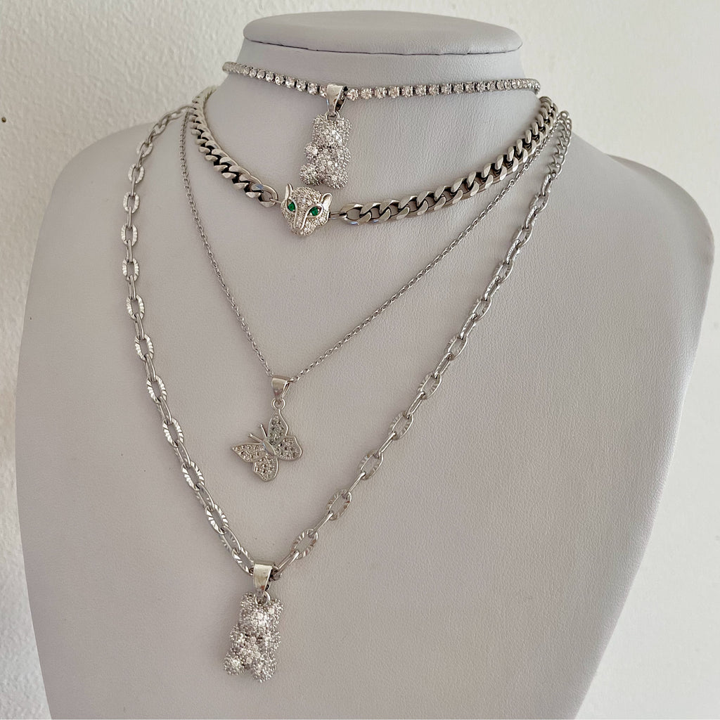 cute steel teddy bear necklaces