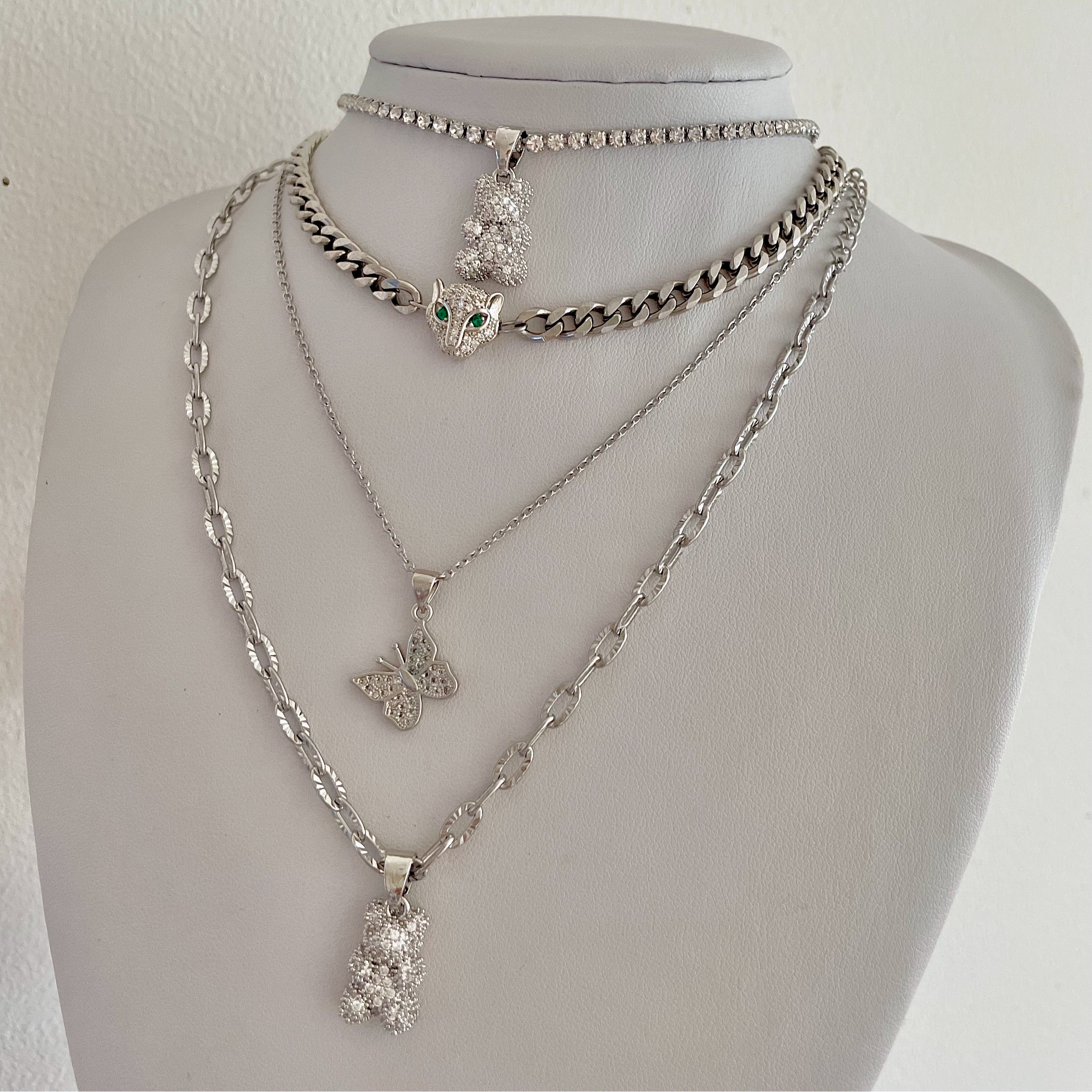 cute steel teddy bear necklaces
