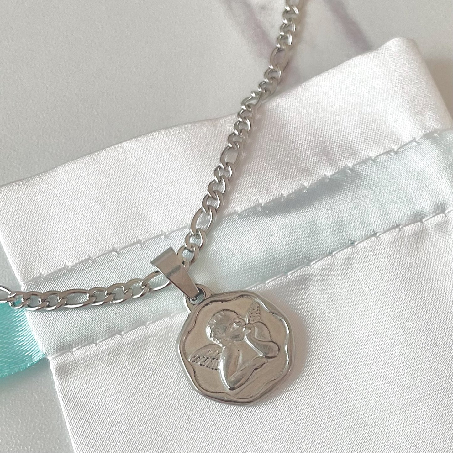 dainty cherub necklace silver