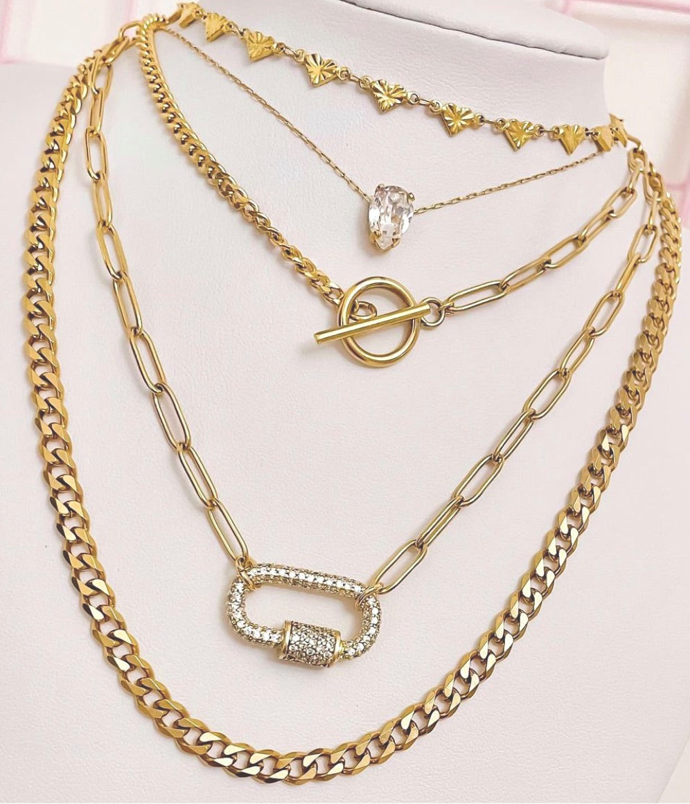 dainty floating crystal necklace stack