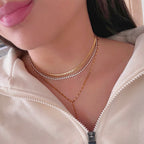 dainty gold tennis necklace choker waterproof and tarnish free