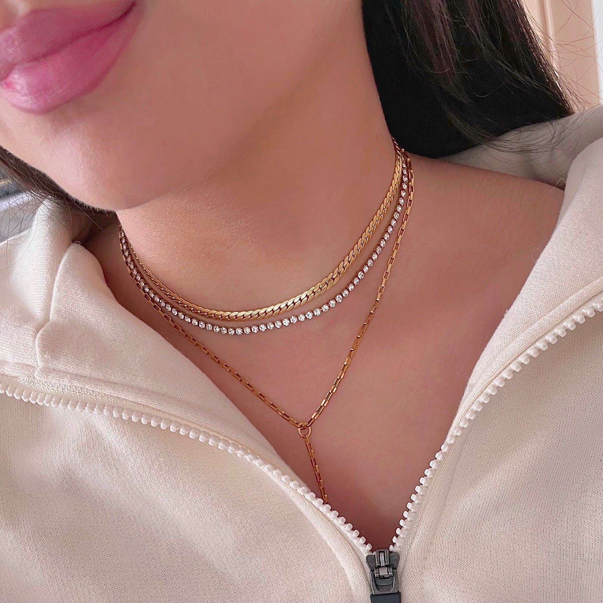 dainty gold tennis necklace choker waterproof and tarnish free