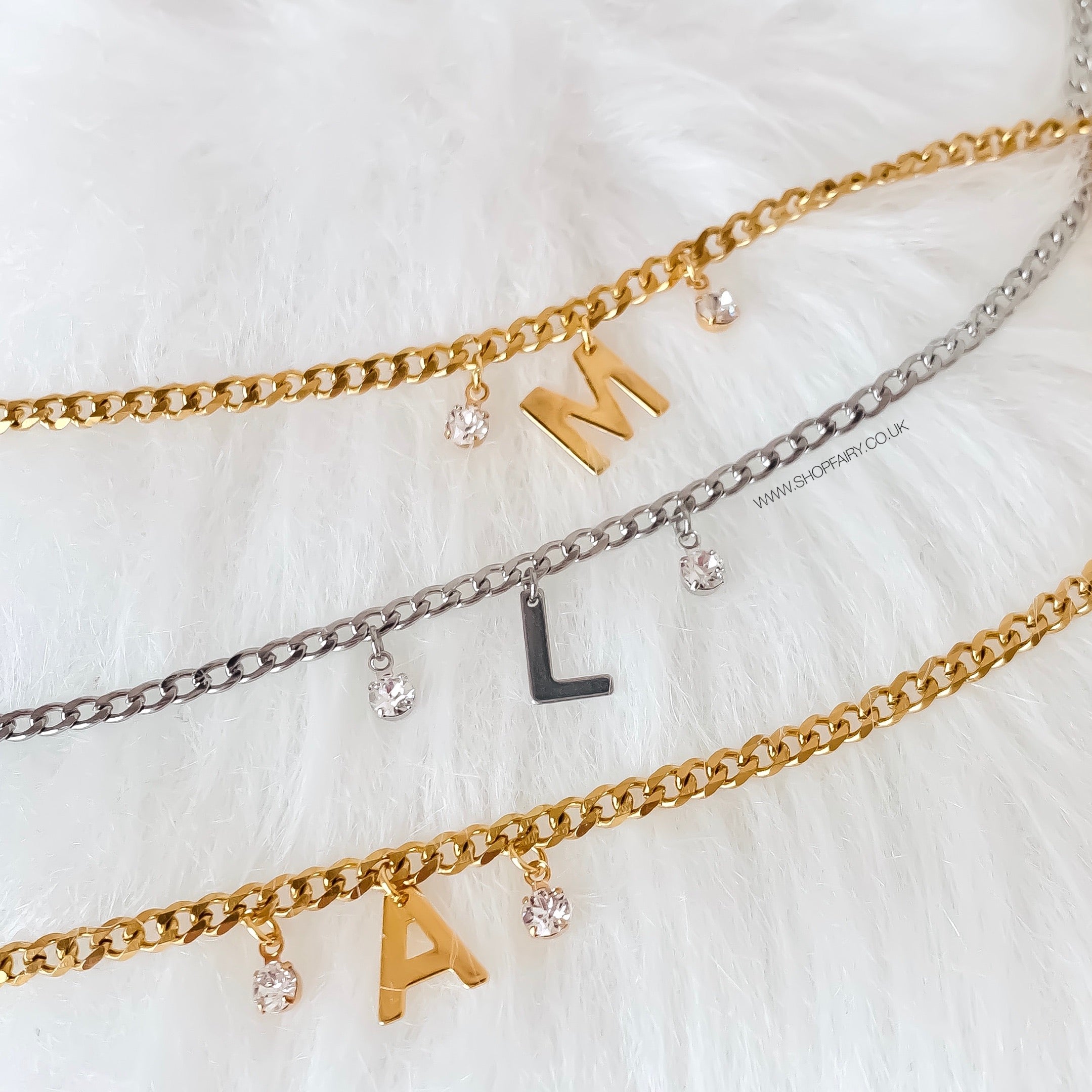 dainty initial necklace stainless steel