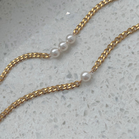 dainty pearl gold necklaces