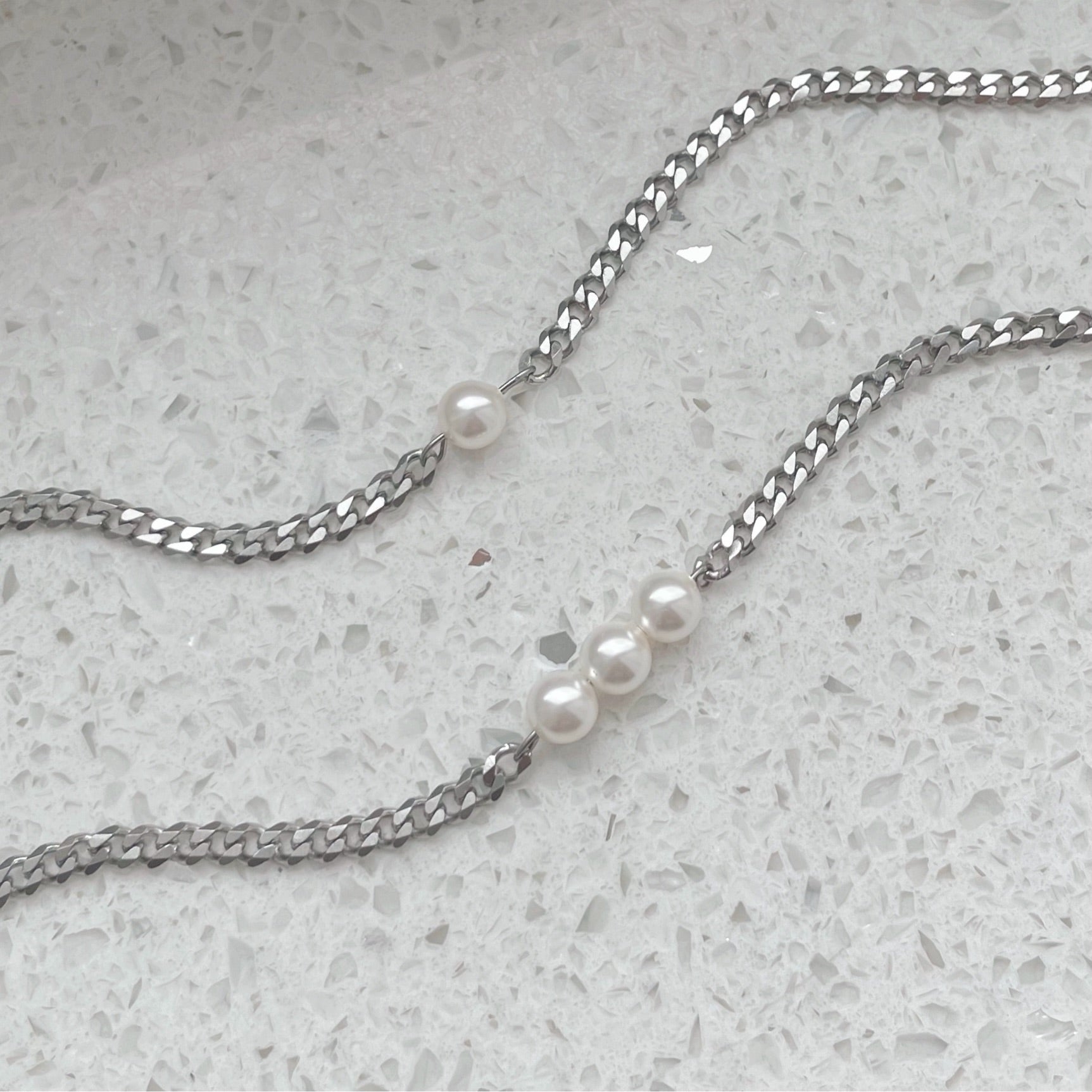 dainty pearl necklaces silver