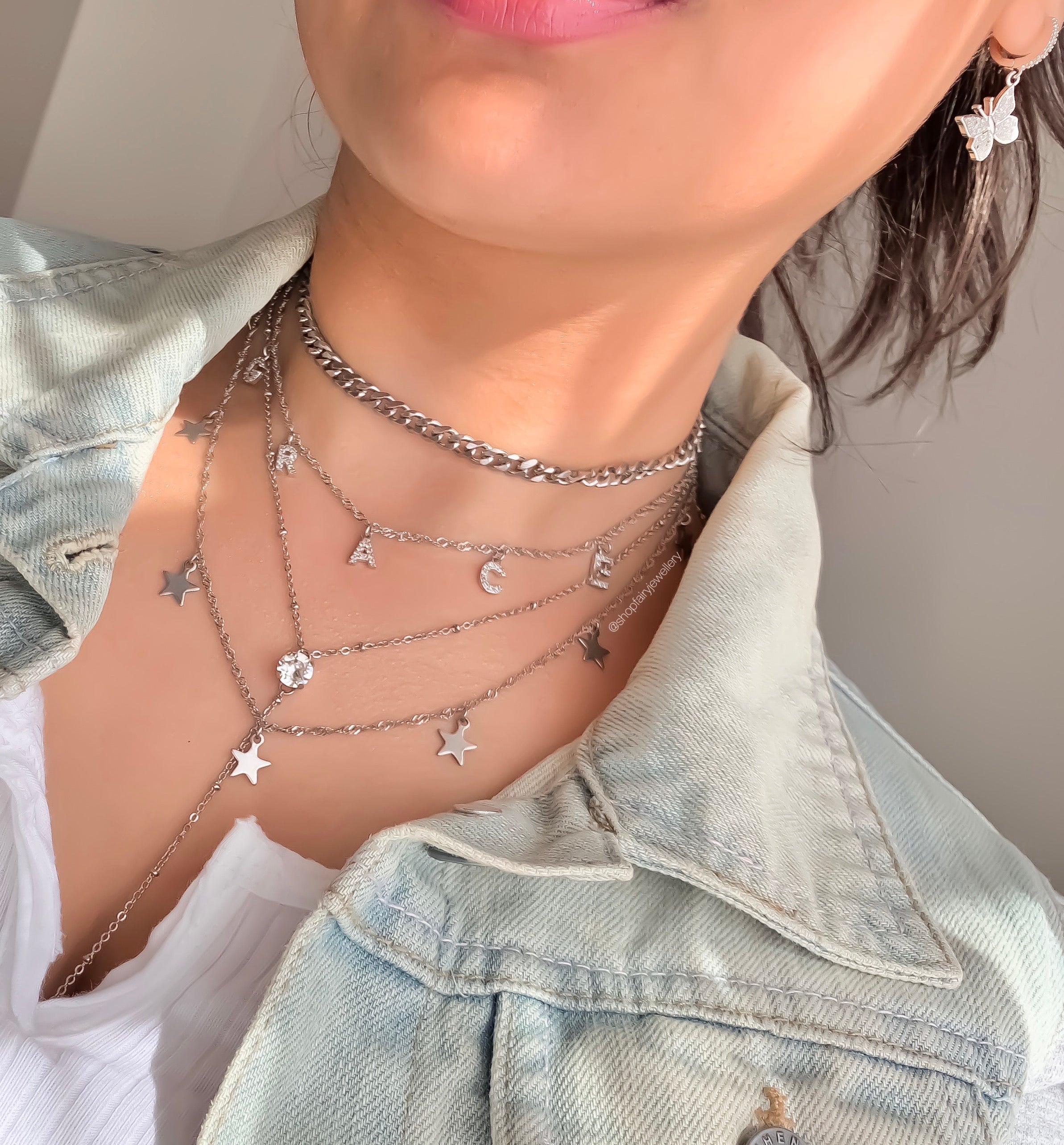 dainty silver star necklace stainless steel