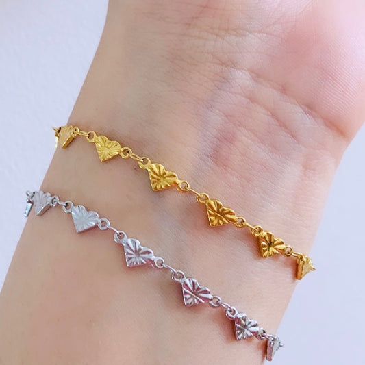 dainty stainless steel heart bracelets
