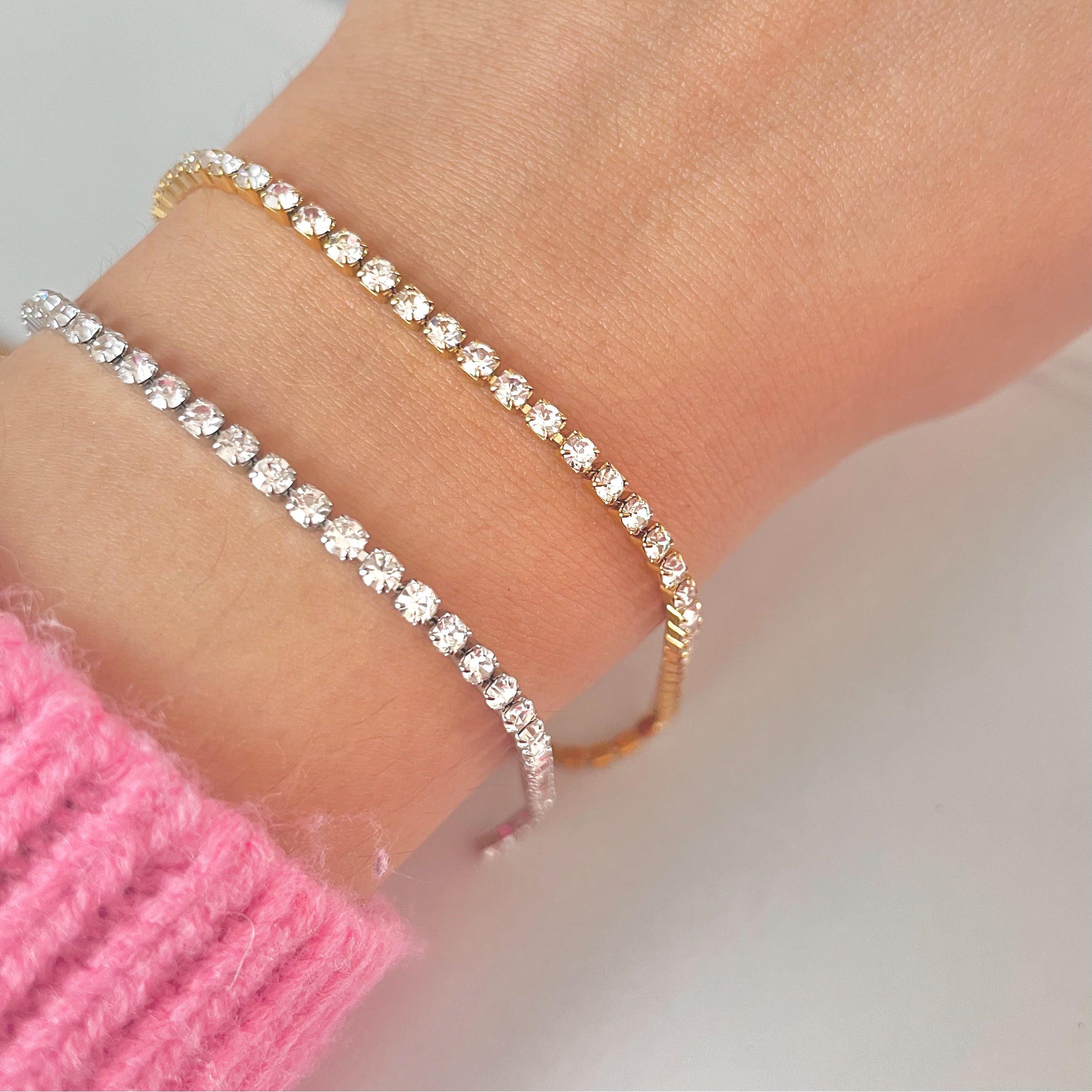 dainty tennis bracelets in gold and silver UK