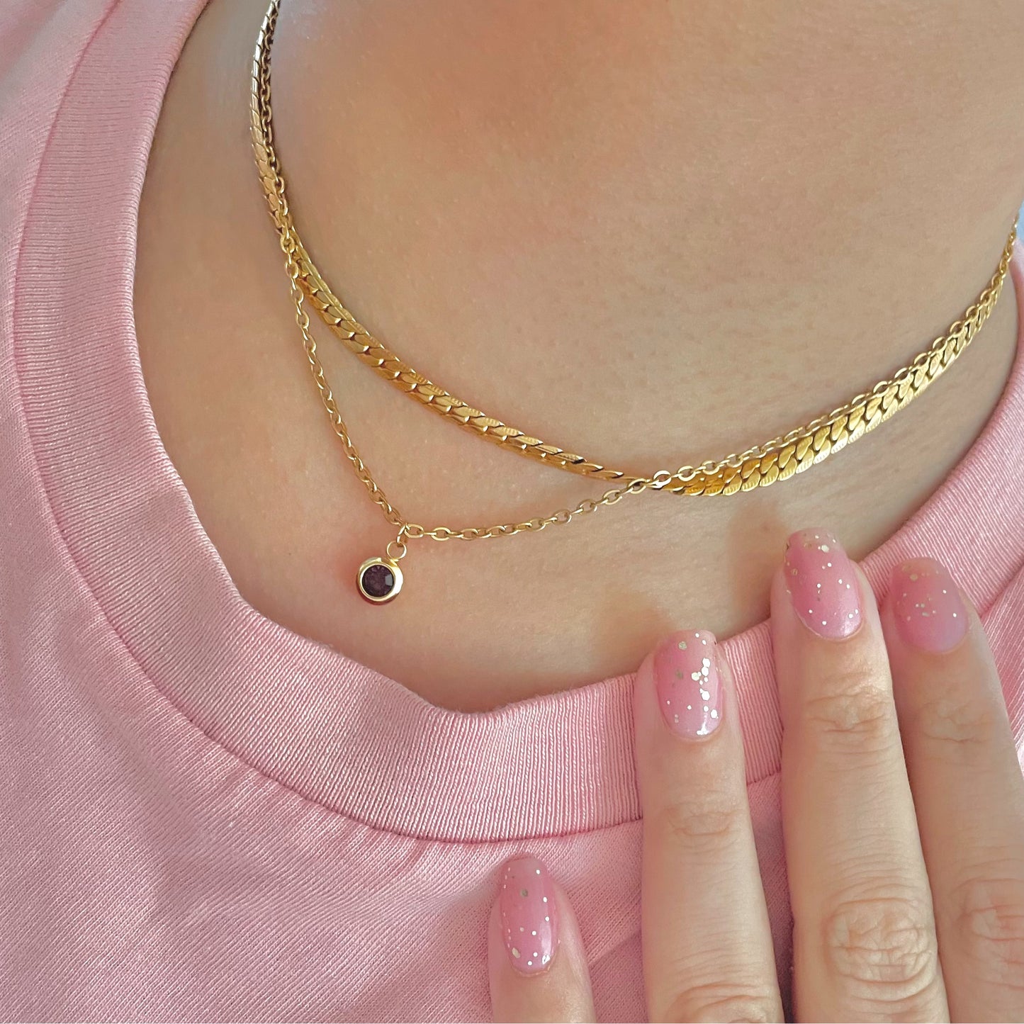 gold birthstone charm necklace