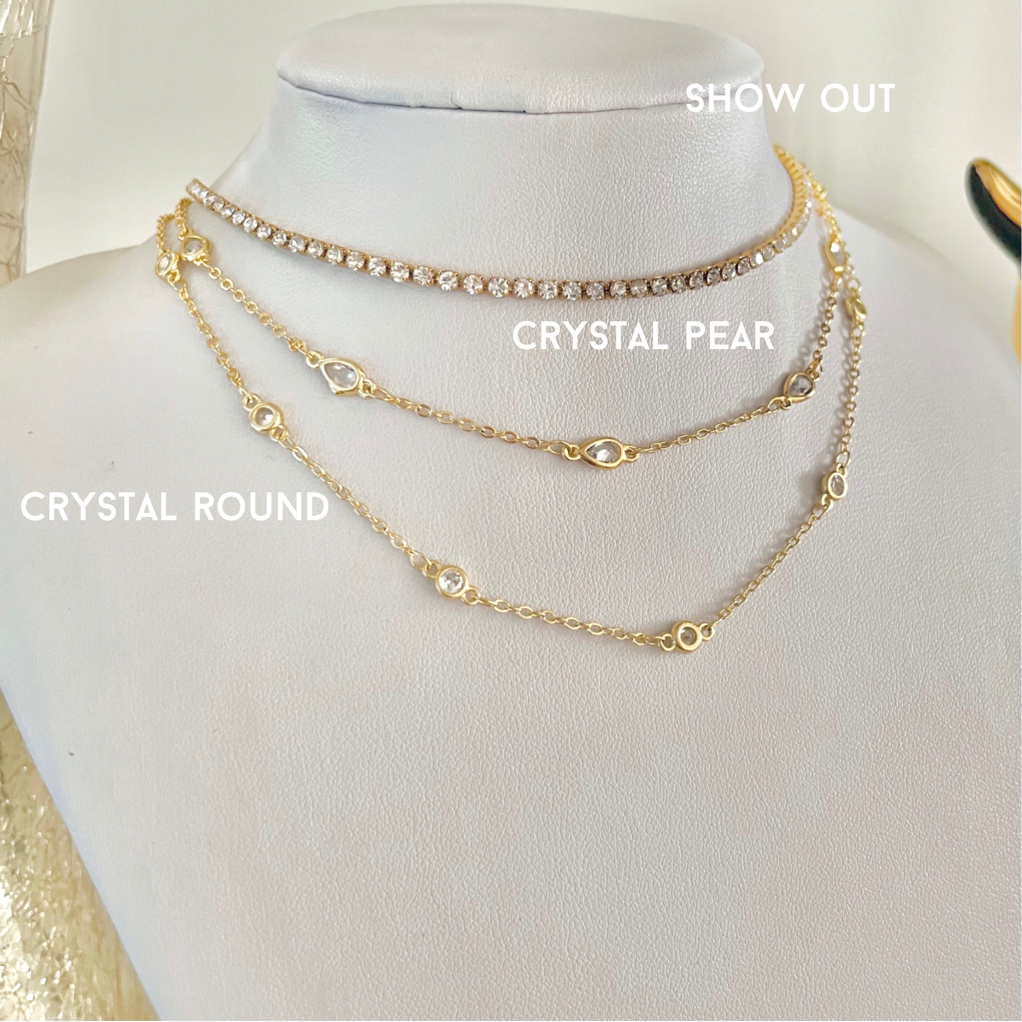 gold dainty crystal necklaces