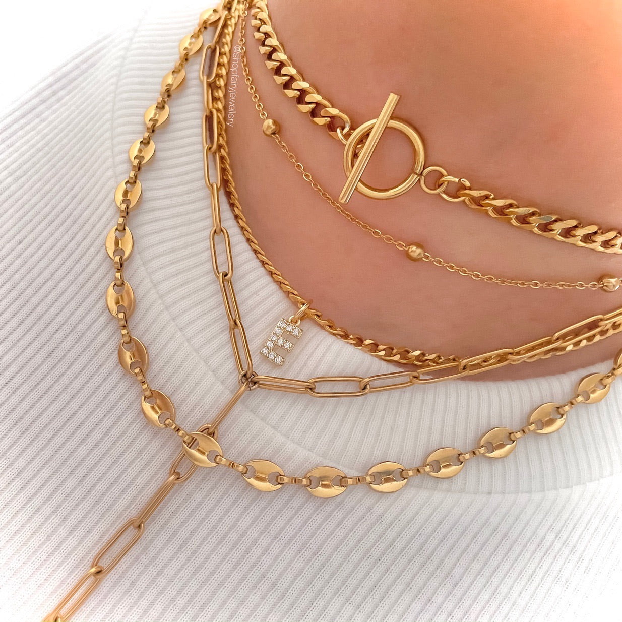 gold necklace stack stainless steel jewellery brand