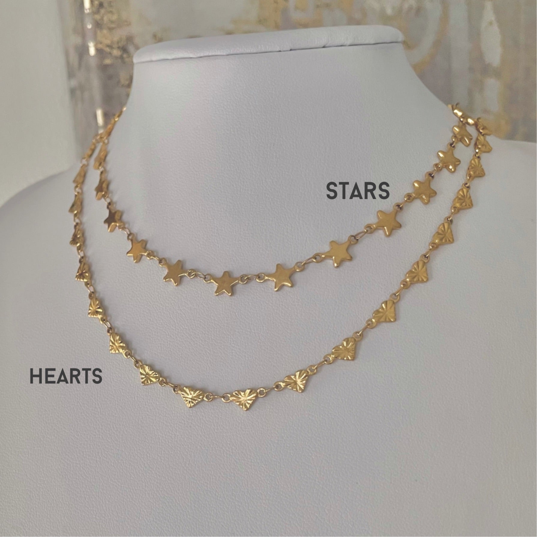 gold star necklace and gold heart necklace UK
