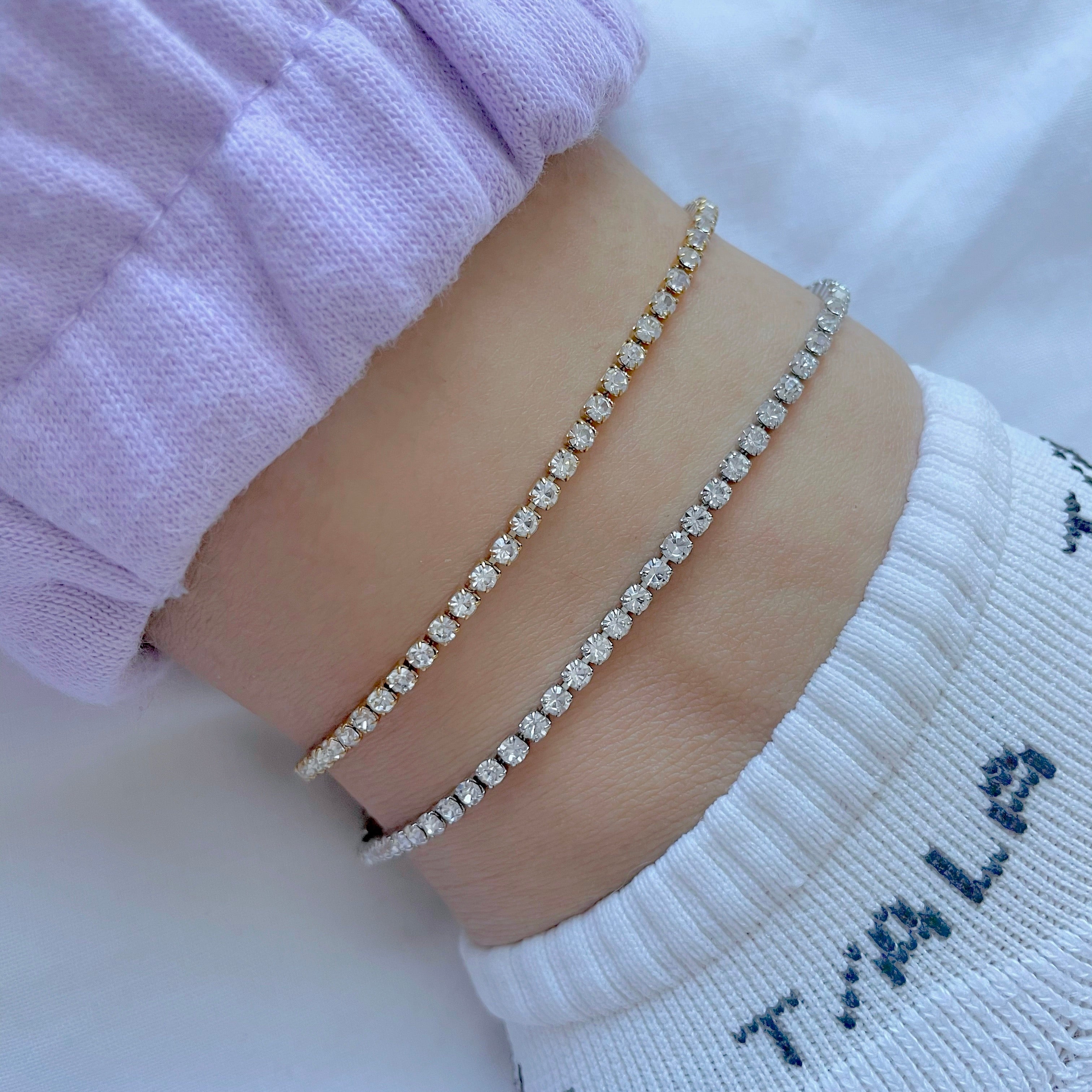 gold tennis anklet silver tennis anklet