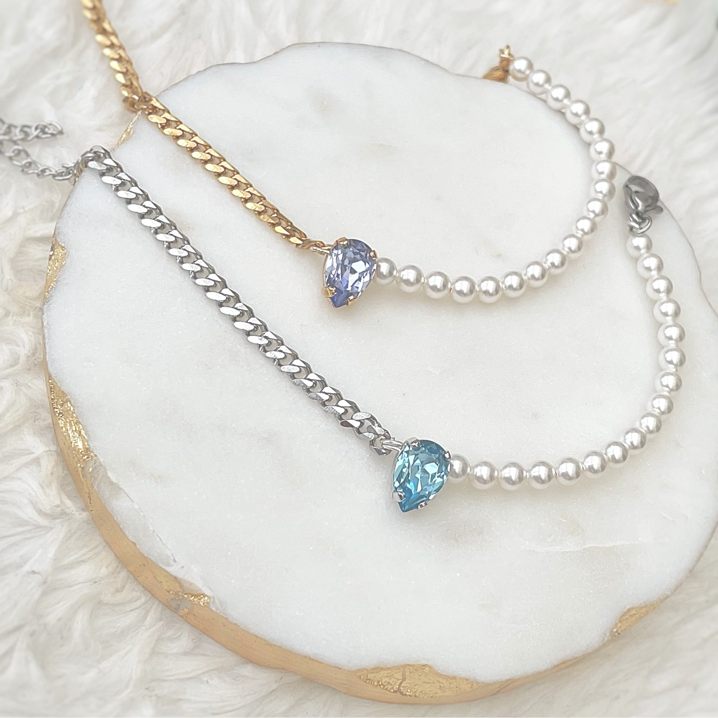 half chain half pearl bracelets