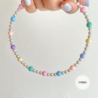 handmade pastel beaded necklace