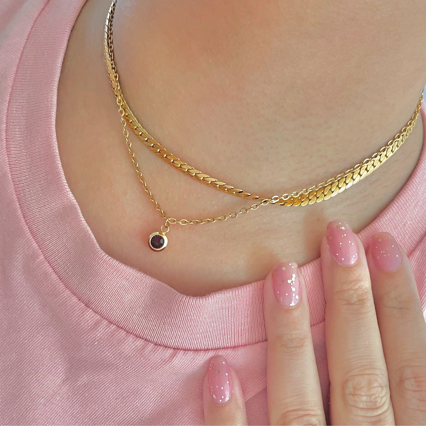 Jewel Birthstone Necklace GOLD