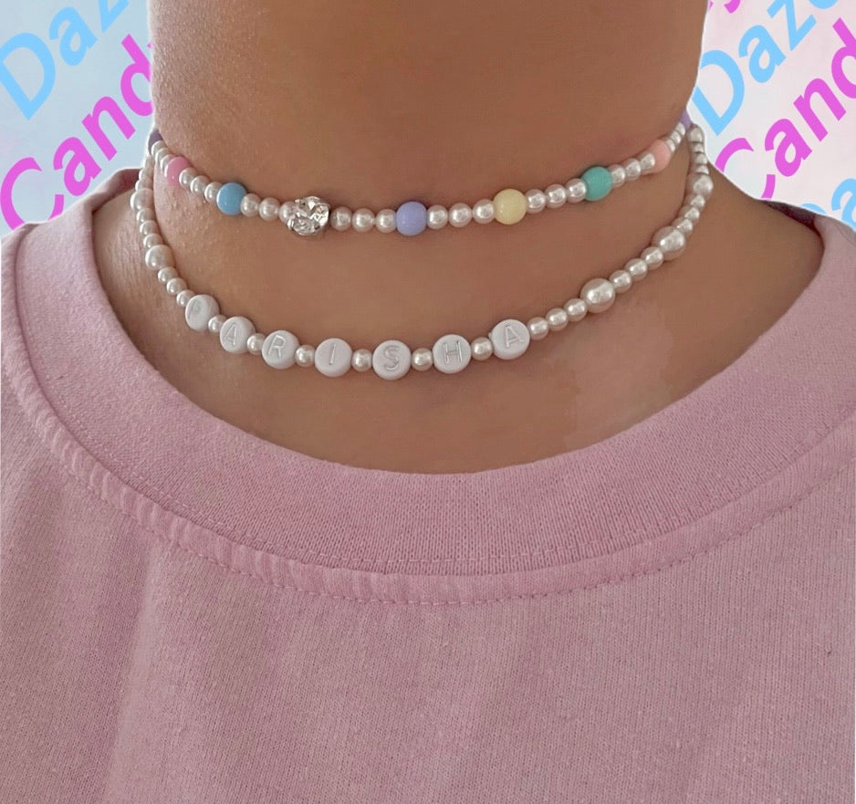 pastel and beaded pearl necklace