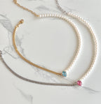 pear crystal pearls necklace