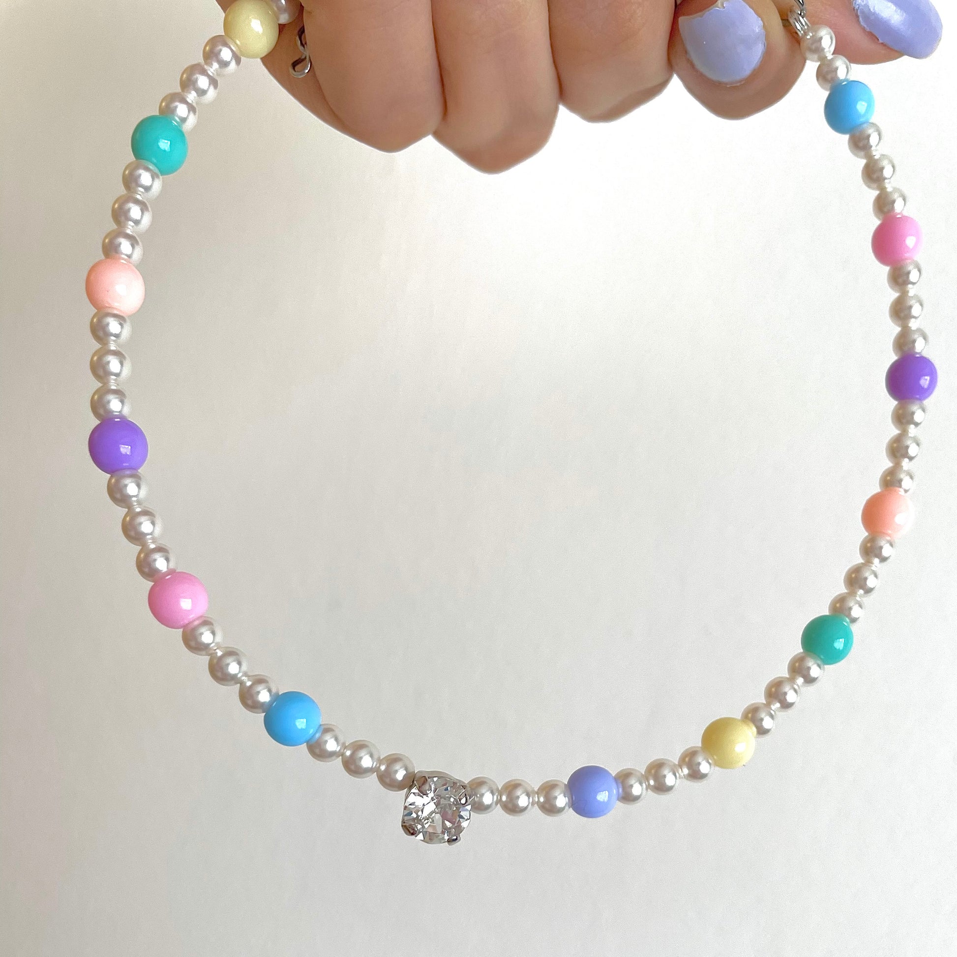 pearl pastel beads necklace
