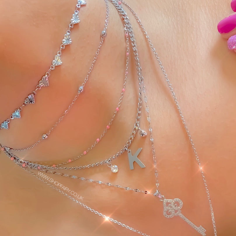 silver stainless steel necklace stack cute jewellery