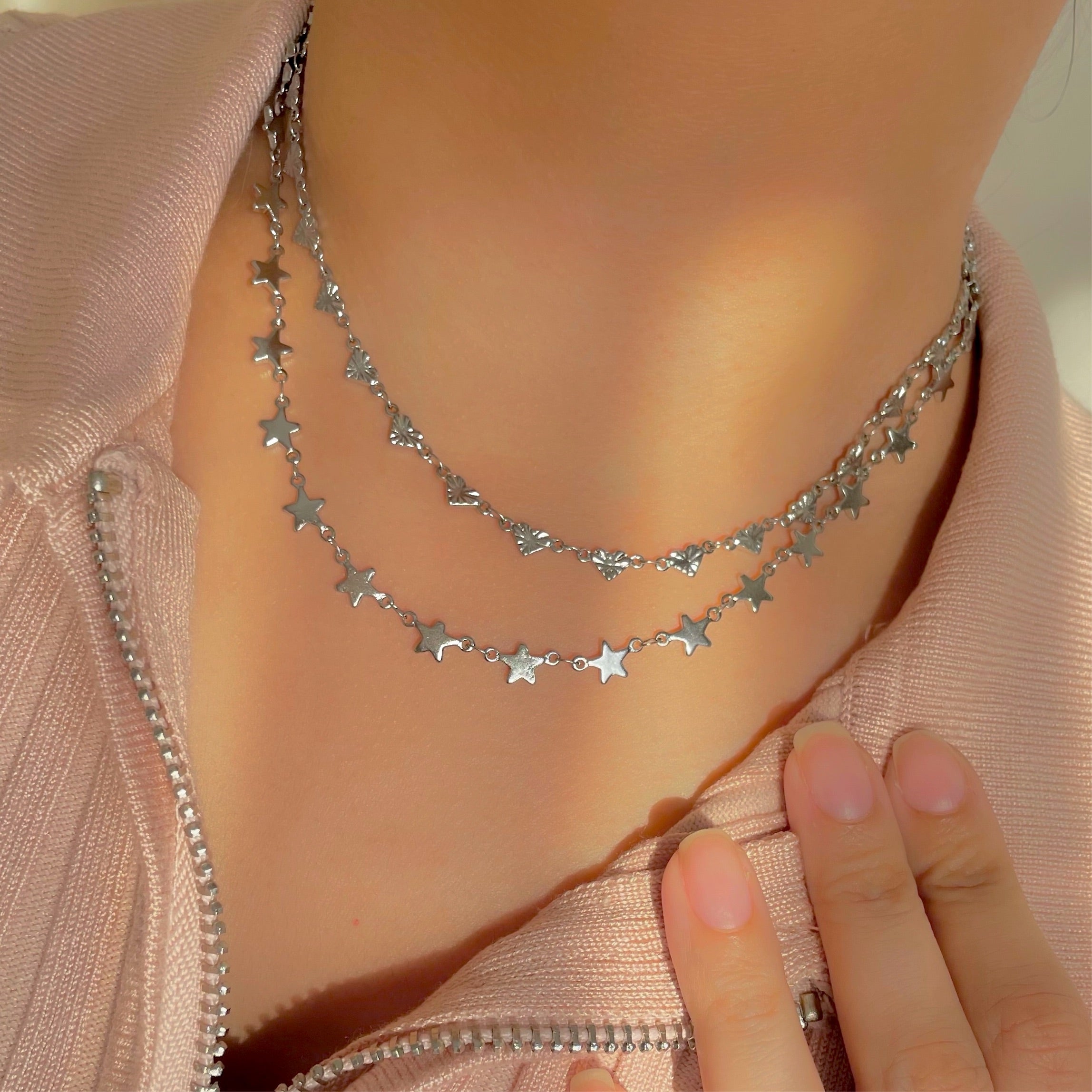 silver steel heart necklace waterproof