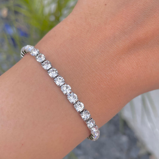 waterproof silver tennis bracelet