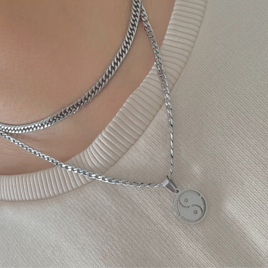 yin yang necklace silver